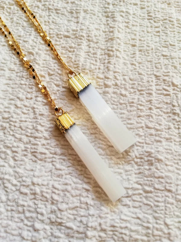 Collier doré avec Sélénite - Guérison - Image 3