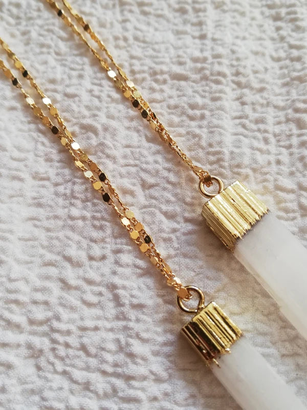Collier doré avec Sélénite - Guérison - Image 4