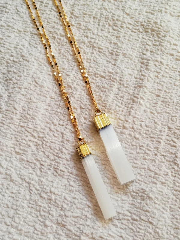 Collier doré avec Sélénite - Guérison - Image 5