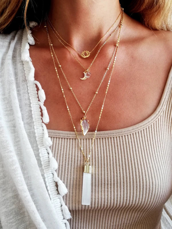 Collier doré avec Sélénite - Guérison - Image 6