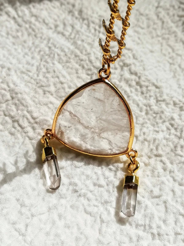 Collier doré pierre cristal de roche - Sérénité - Image 3
