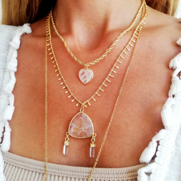 Collier doré pierre cristal de roche - Sérénité - Image 4