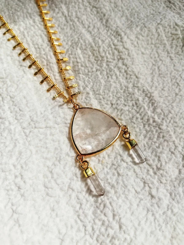 Collier doré pierre cristal de roche - Sérénité - Image 5