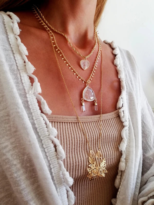 Collier doré pierre cristal de roche - Sérénité - Image 6