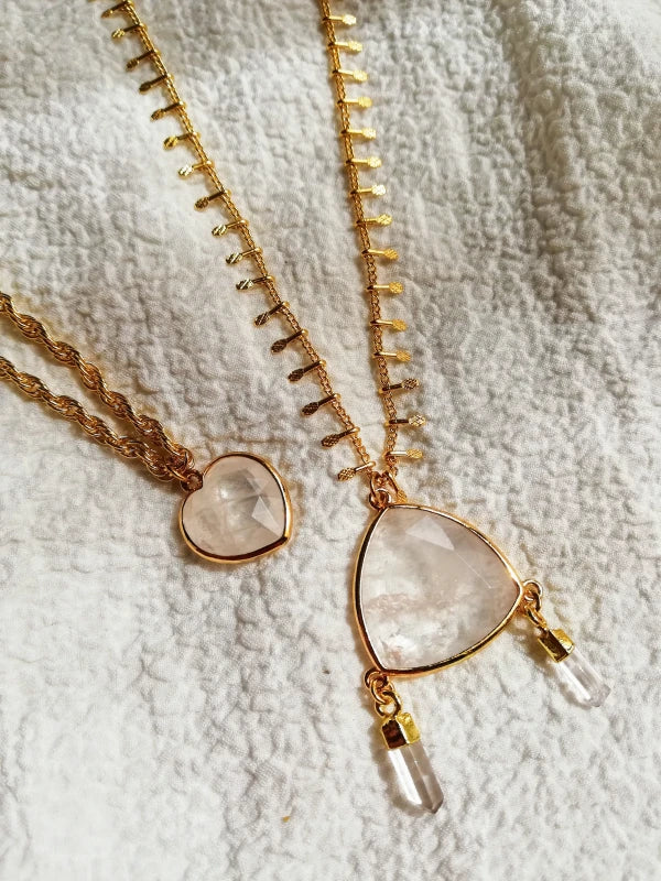 Collier doré pierre cristal de roche - Sérénité - Image 7
