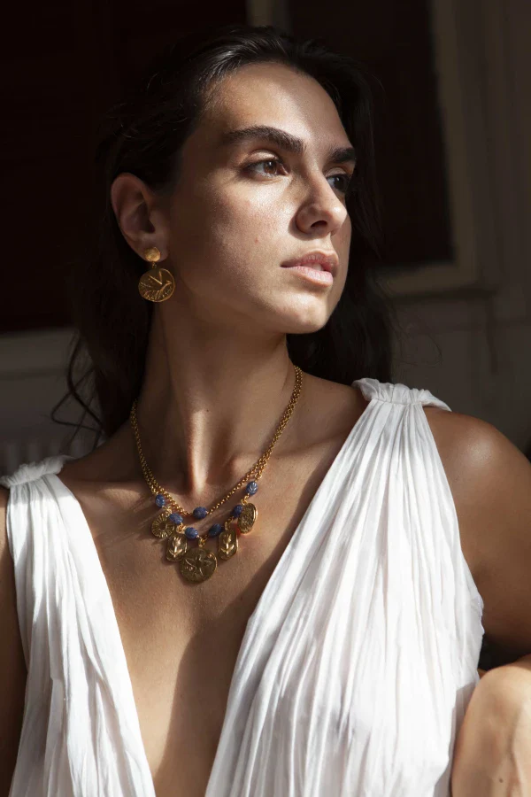 Collier double chaine Harmony avec pendentifs et perles - Image 5