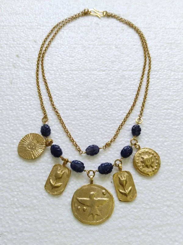 Collier double chaine Harmony avec pendentifs et perles - Image 7