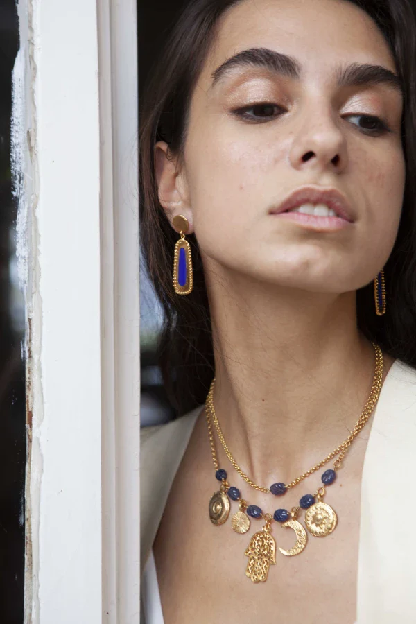 Collier double chaine Harmony avec pendentifs et perles - Image 8