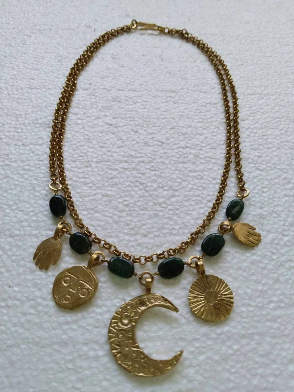 Collier double chaine Harmony avec pendentifs et perles - Image 9