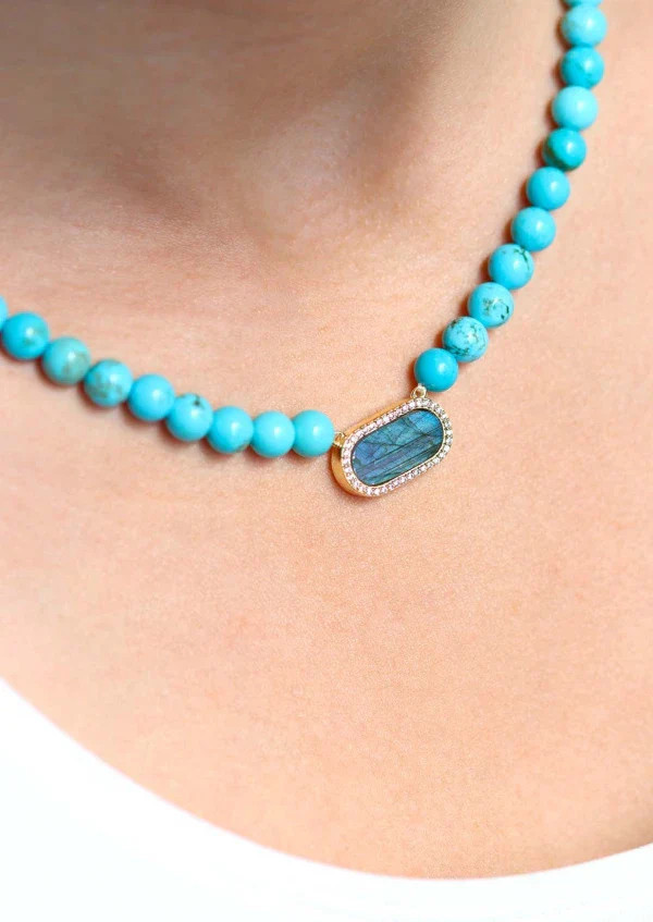 Collier Ernestine Turquoise et Labradorite - Image 2