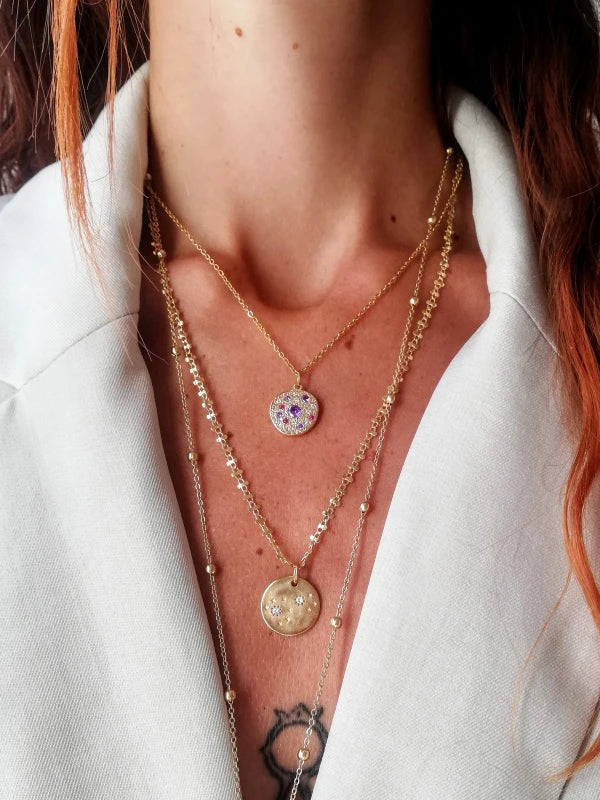 Collier étoiles dans l'univers - or & zircons - Image 2