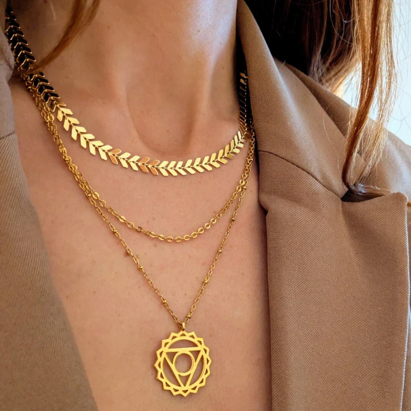 Collier médaille multi rang - Or - Image 7