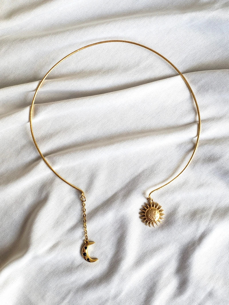 Collier rigide femme - Soleil lune - Image 4