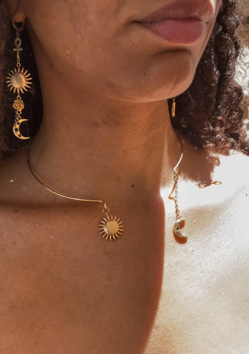 Collier rigide femme - Soleil lune - Image 6