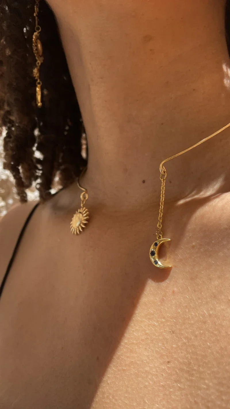 Collier rigide femme - Soleil lune - Image 7