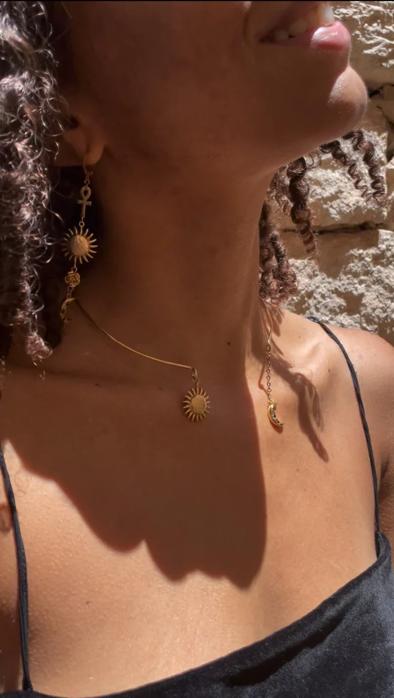 Collier rigide femme - Soleil lune - Image 8