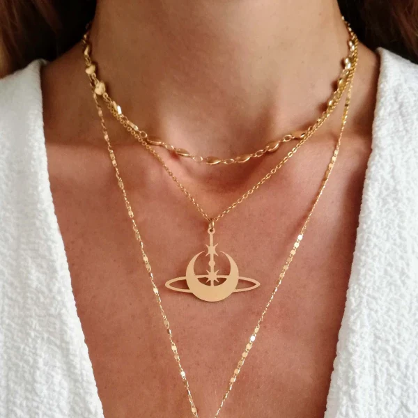 Collier Saturne doré - J'accepte - Image 2