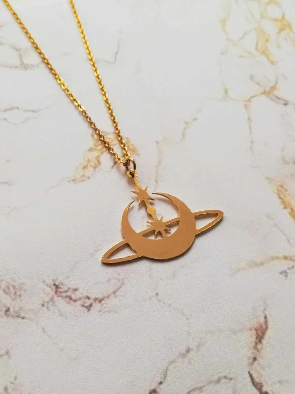 Collier Saturne doré - J'accepte - Image 4