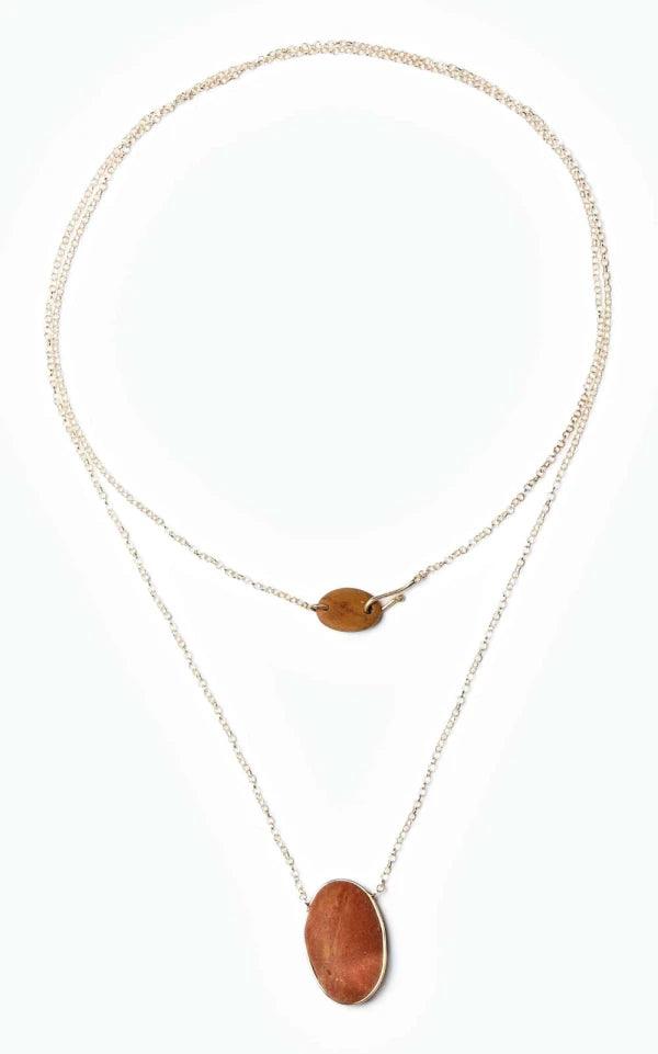 Collier sautoir en argent avec galet orange - Double Trouble - Image 3