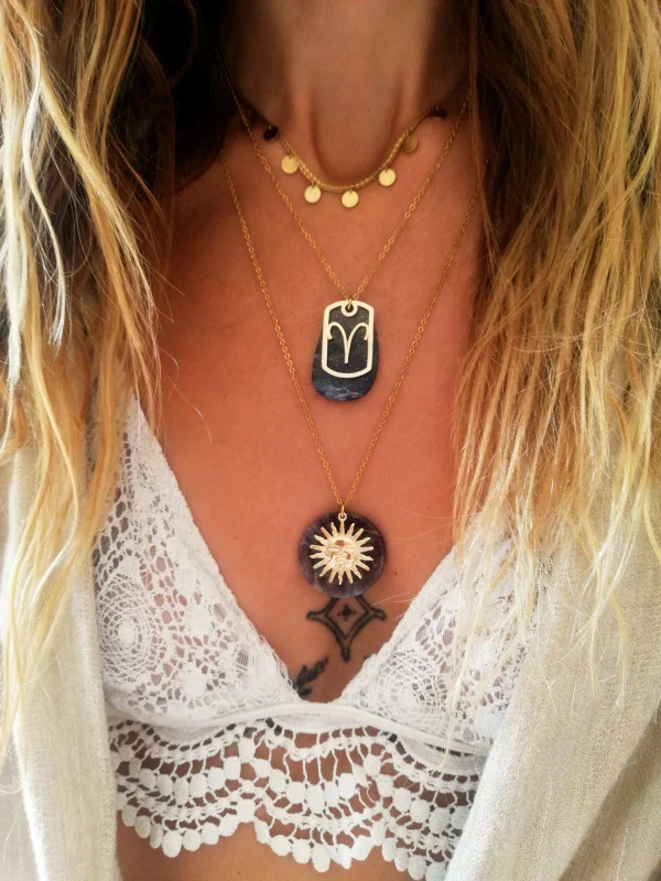 Collier soleil long fond galaxie - Le visage du Cosmos - Image 5