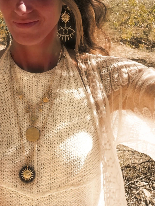 Collier soleil long fond galaxie - Le visage du Cosmos - Image 8
