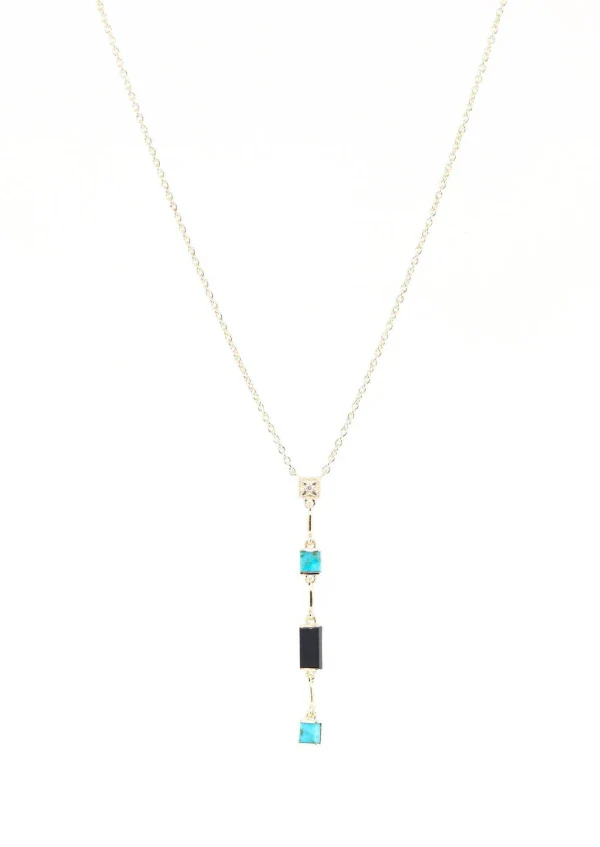Collier Y Louisette Turquoise et Onyx noir - Image 2