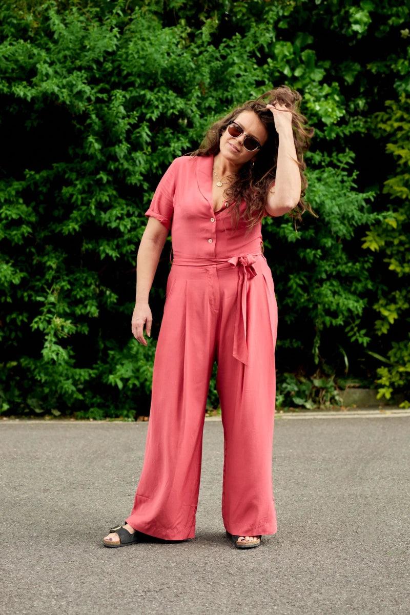 Combinaison en rayonne rose pour femme - Planet - Image 4