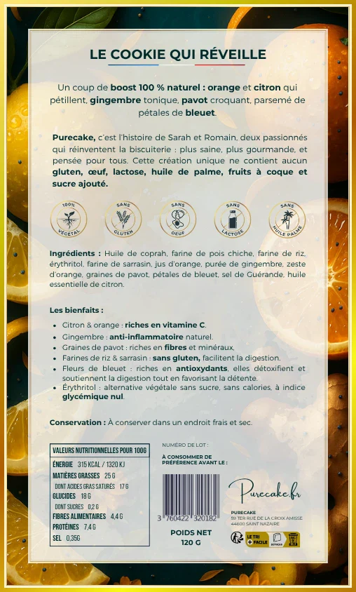 Cookie citron orange sans gluten - 100% végétal - Image 4