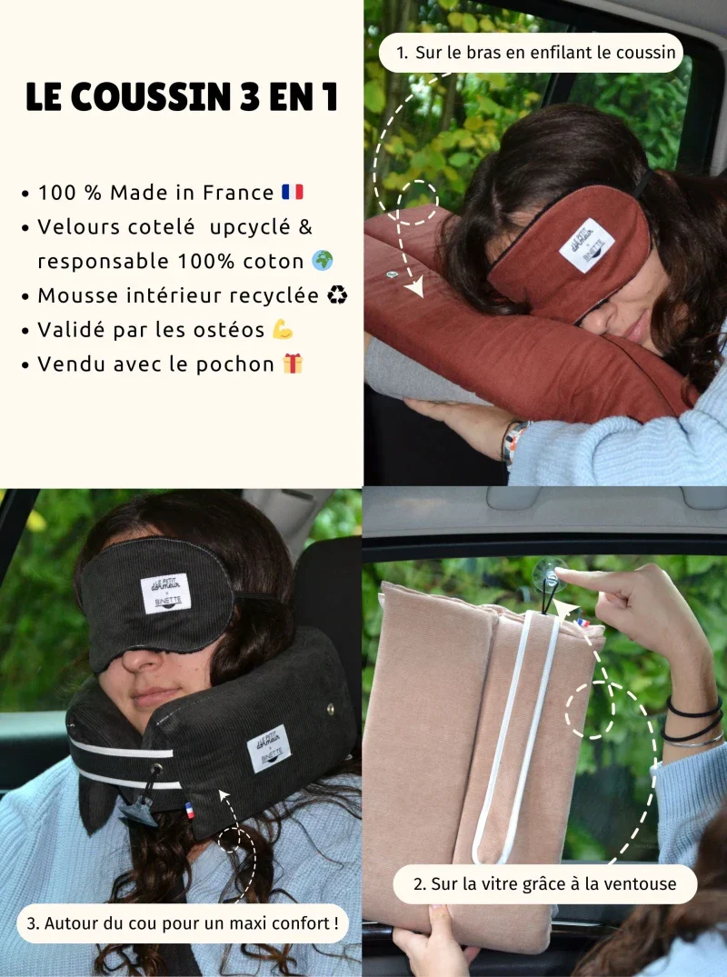 Coussin de voyage en velours côtelés - rose - Image 2
