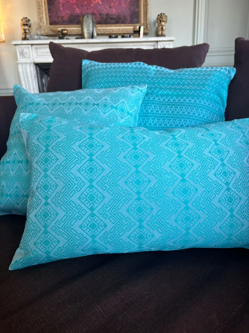 Coussin Kachin turquoise - Image 5