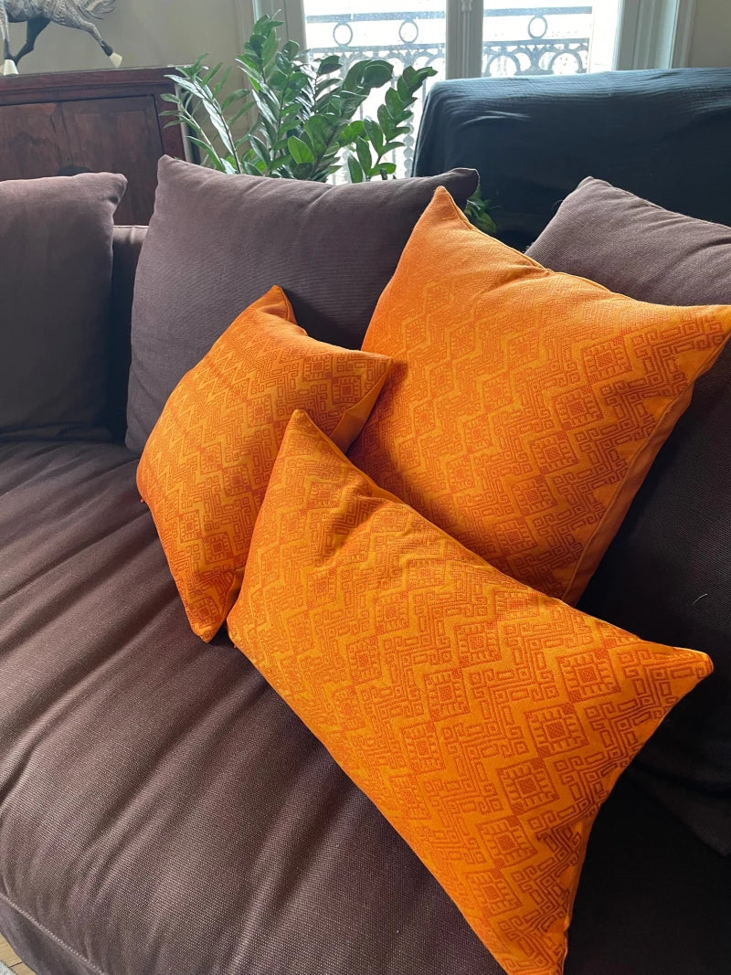 Coussin tissé main orange - Kachin - Image 10