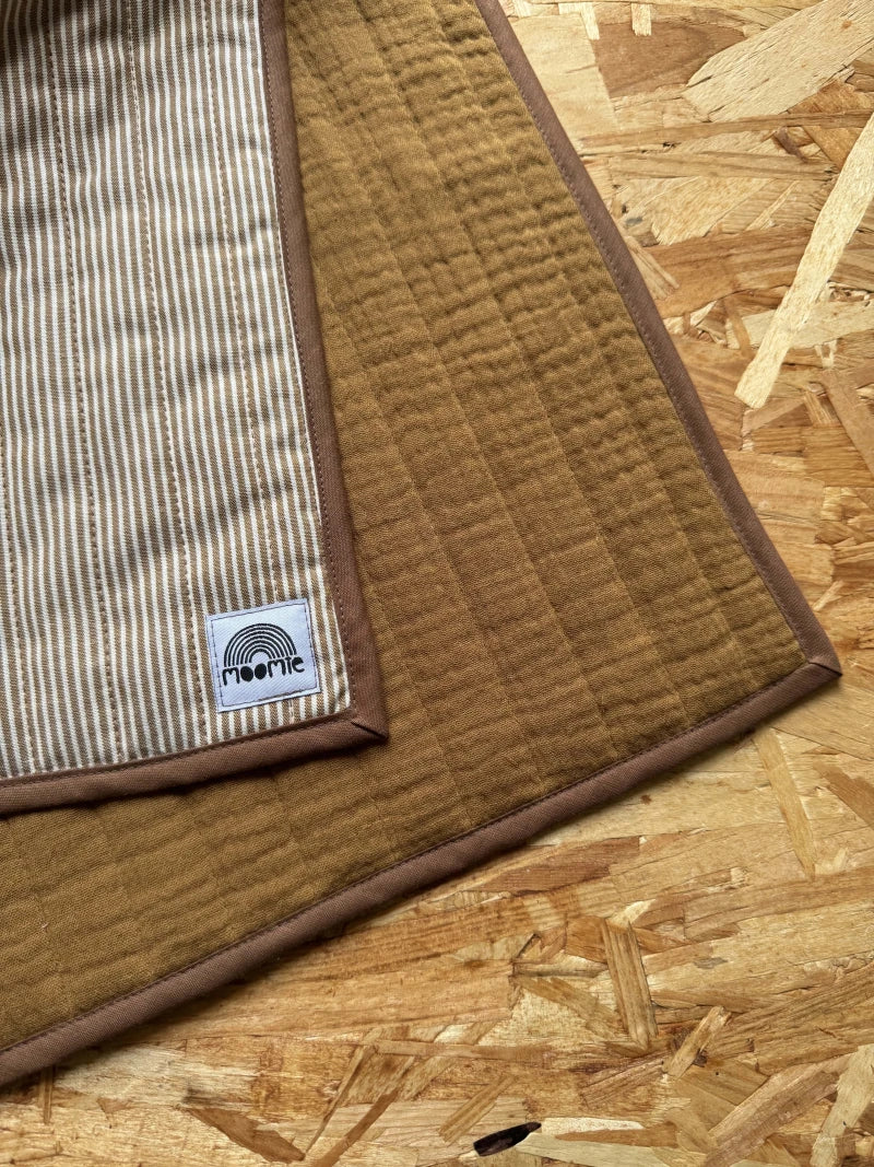 Couverture rayée ocre et beige - Moomie - Image 3