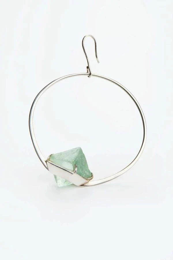 Créoles en argent avec Fluorites brutes - Delta - Image 2
