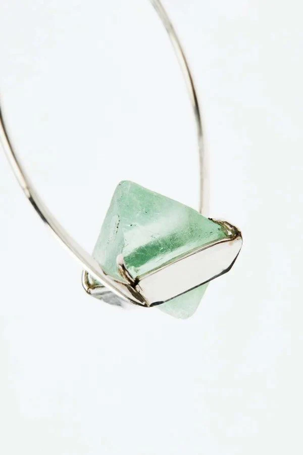 Créoles en argent avec Fluorites brutes - Delta - Image 4