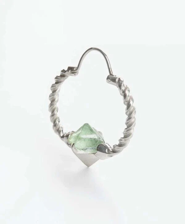 Créoles en argent avec Fluorites brutes - Storm - Image 2