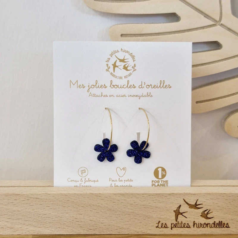 Créoles en feutrine pailletée - Fleurs - Image 8
