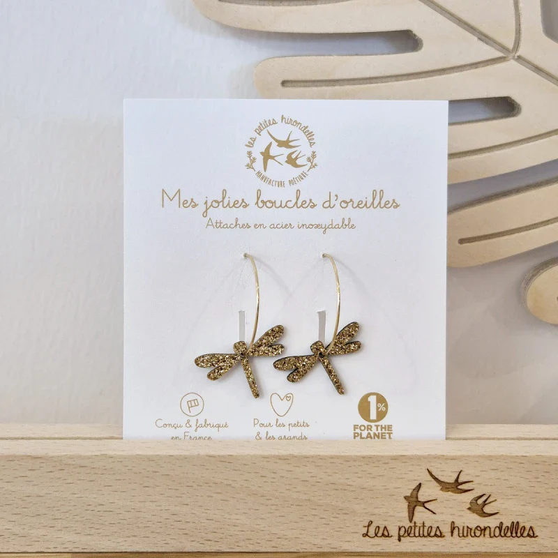 Créoles en feutrine pailletées - Libellules - Image 7