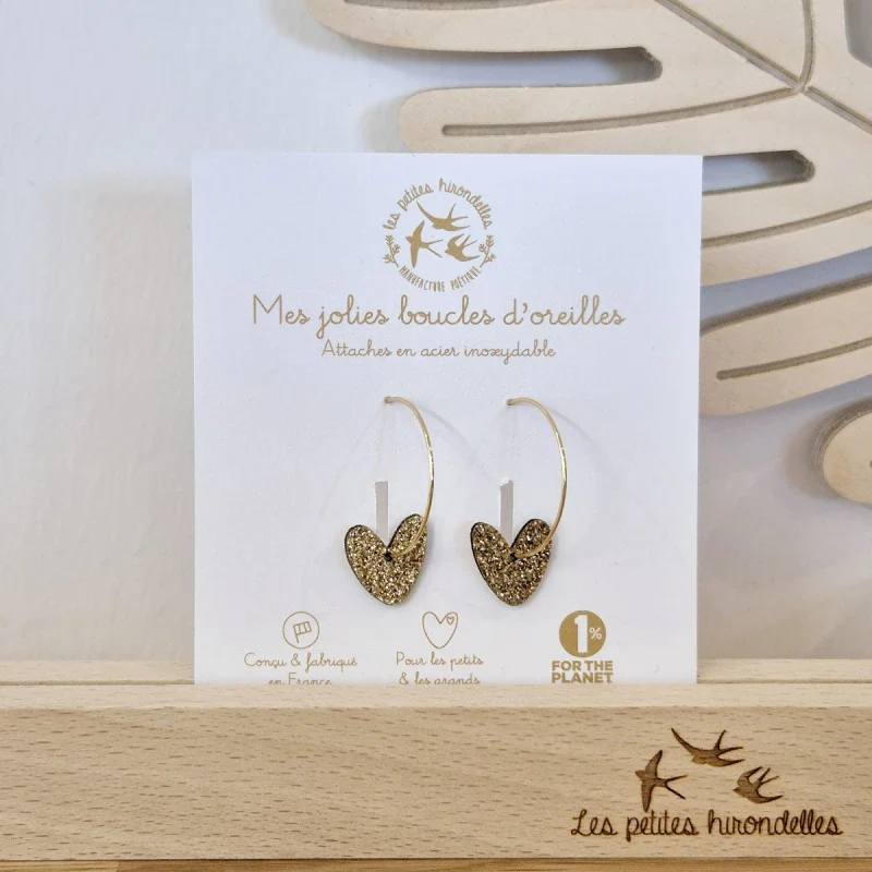 Créoles en feutrine pailletées - Cœurs - Image 10