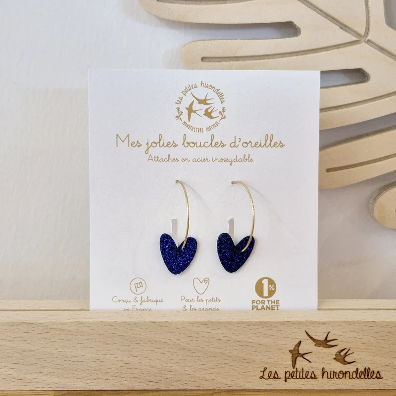 Créoles en feutrine pailletées - Cœurs - Image 7