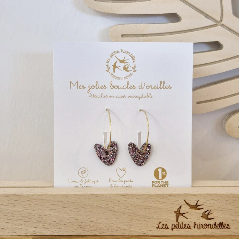 Créoles en feutrine pailletées - Cœurs - Image 9