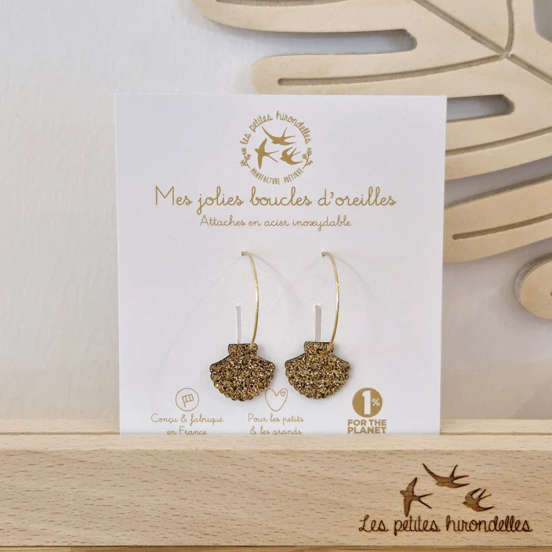 Créoles  en feutrine pailletées - Coquillages - Image 6