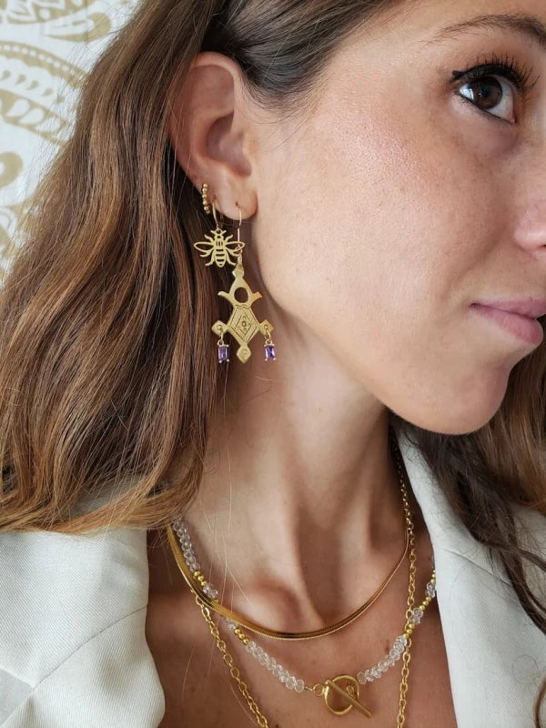 Boucles d’oreilles - Violet croix d’Agadez - Image 3