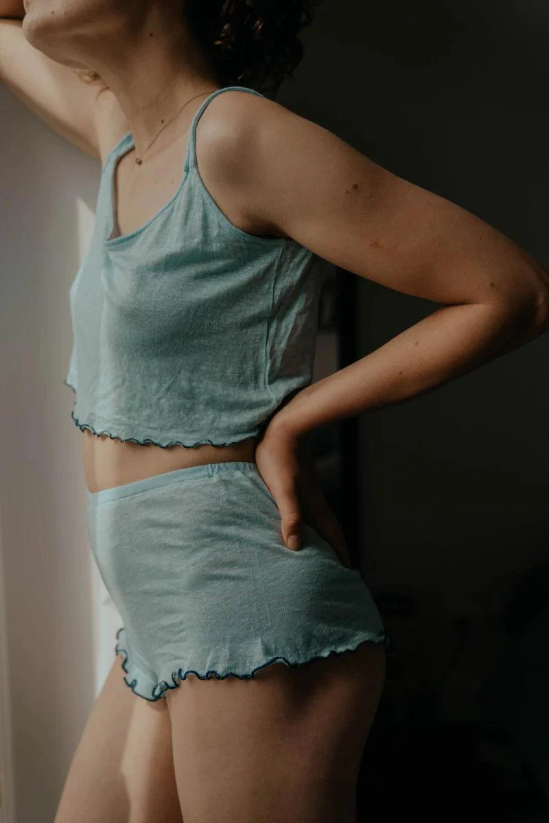 Débardeur bleu en jersey de lin biologique - Si elle - Image 4