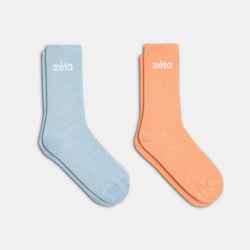 Duo de chaussettes unisexes véganes en coton bio - Azul/Orange - Image 6