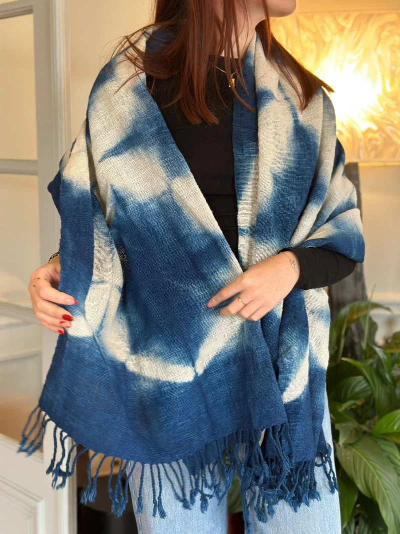Écharpe bleu et blanche - Tie and Dye - Image 3
