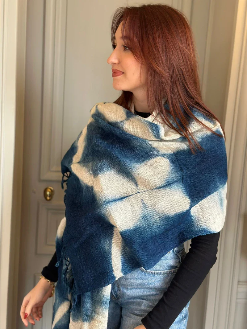 Écharpe bleu et blanche - Tie and Dye - Image 4