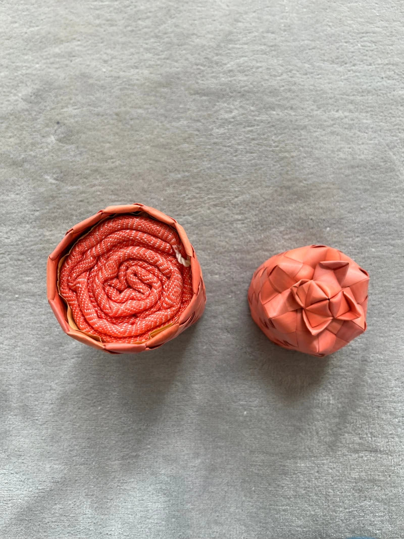 Écharpe en coton avec écrin en palmier tressé - Orange Corail - Image 8