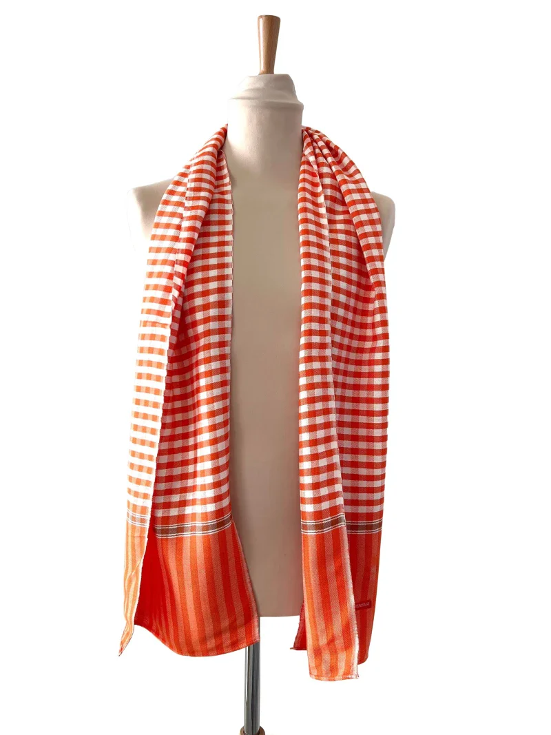 Écharpe en coton avec écrin en palmier tressé - Pop Orange - Image 2