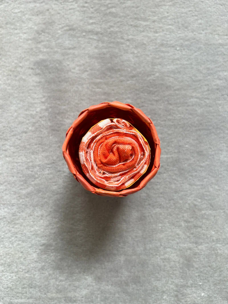 Écharpe en coton avec écrin en palmier tressé - Pop Orange - Image 7