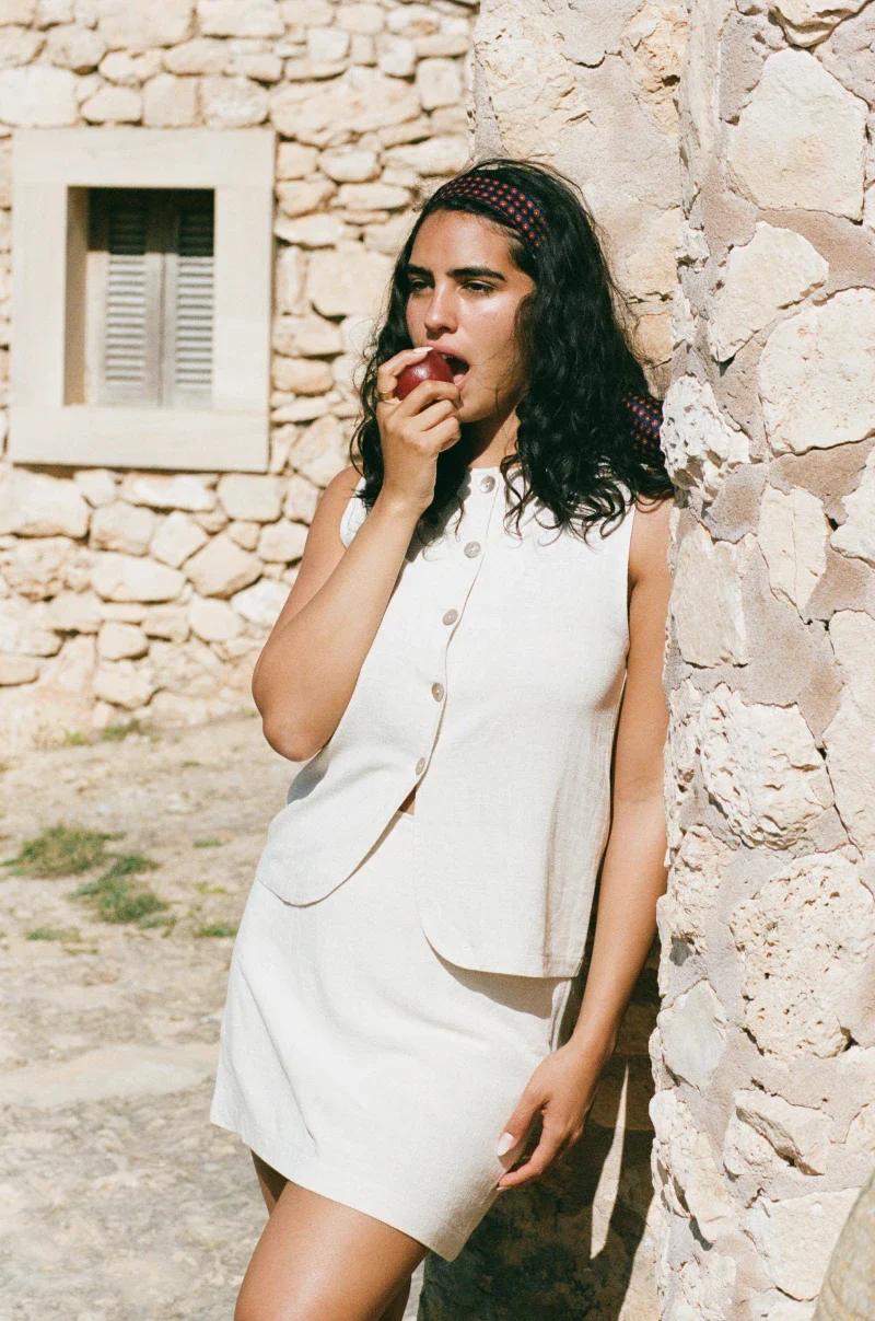 Jupe Beige en Lin et Viscose - ELLA - Image 3